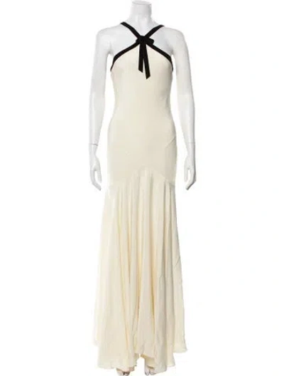 Pre-owned Rodarte Halterneck Long Dress In White