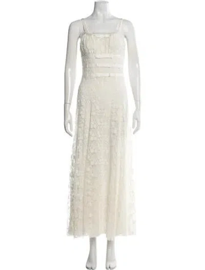 Pre-owned Rodarte Lace Pattern Long Dress In Neutrals