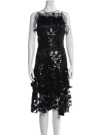 Pre-owned Rodarte Lace Pattern Midi Length Dress In Black