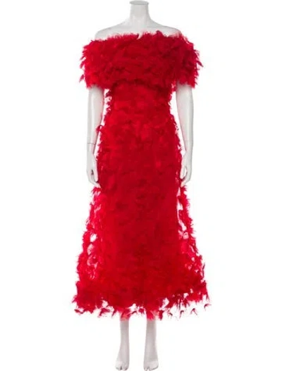 Pre-owned Rodarte Lace Pattern Midi Length Dress In Red