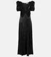 Rodarte Lace-trimmed Silk-blend Charmeuse Maxi Dress In Schwarz
