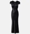 Rodarte Lace-trimmed Silk Satin Maxi Dress In Black