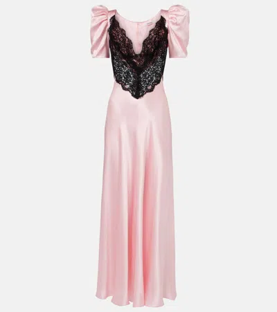 Rodarte Lace-trimmed Silk Cocktail Dress In Pink