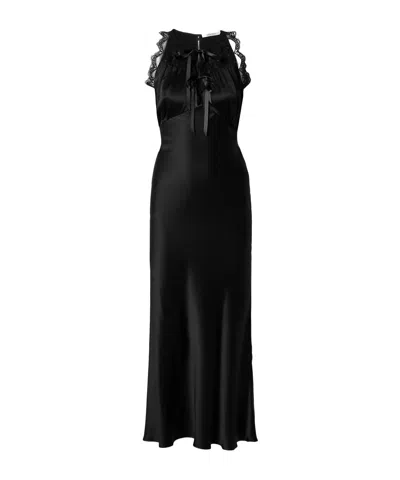 Rodarte Lace-trimmed Silk-satin Gown In Black