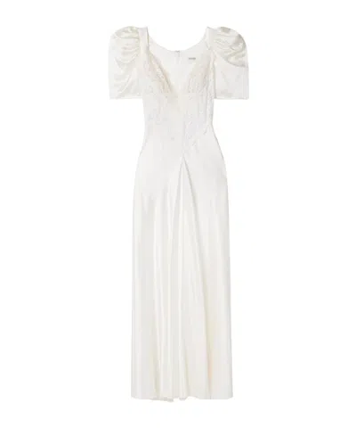 Rodarte Lace-trimmed Silk-satin Gown In Off-white