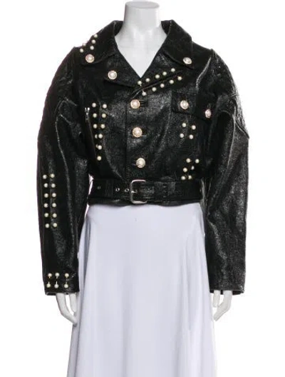 Pre-owned Rodarte Leather Biker Jacket In Gray