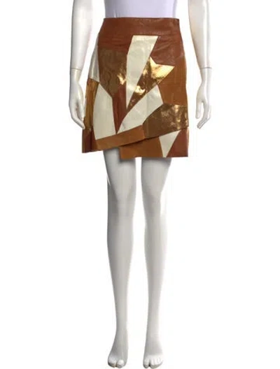 Pre-owned Rodarte Leather Mini Skirt In Multicolor