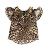 RODARTE RODARTE LEOPARD PRINT SILK SHORT SLEEVE BLOUSE - BROWN