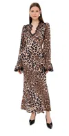 Rodarte Leopard-print Silk Maxi Dress In Brown