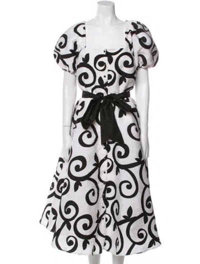 Pre-owned Rodarte Paisley Print Midi Length Dress In White