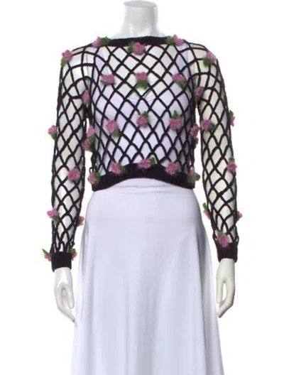 Pre-owned Rodarte Patterned Crew Neck Sweater In White