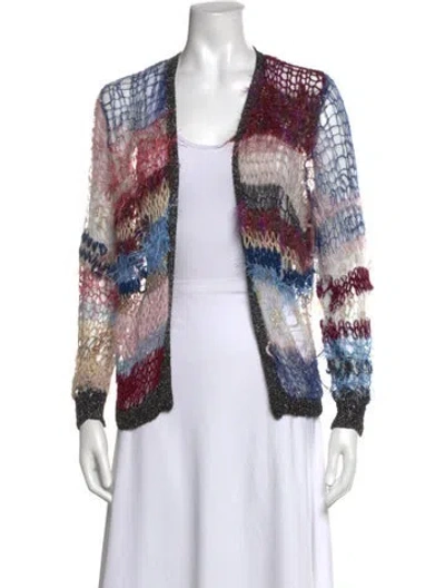 Pre-owned Rodarte Patterned Open Front Sweater In Pink