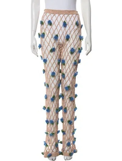 Pre-owned Rodarte Patterned Wide Leg Pants In Blue/pink