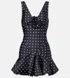 Rodarte Flower-detailed Polka-dot Silk-twill Mini Dress In Black