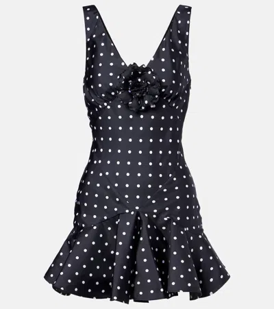 Rodarte Polka-dot Silk Twill Minidress In Black