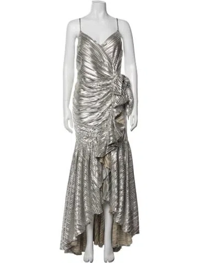 Pre-owned Rodarte Printed Long Dress In Grey/metallic