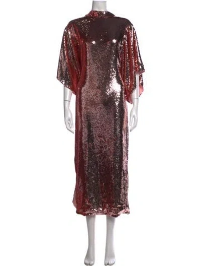 Pre-owned Rodarte Printed Long Dress In Metallic/pink