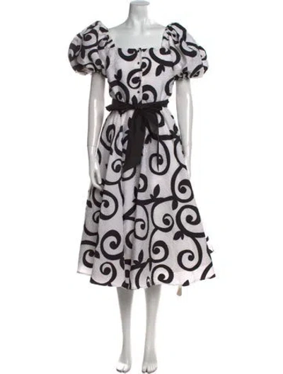 Pre-owned Rodarte Printed Midi Length Dress In Black