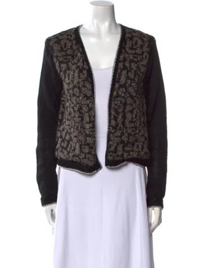 Pre-owned Rodarte Printed Open Front Sweater In Black