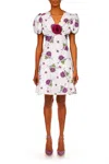 Rodarte Floral Applique Silk Minidress In Multi