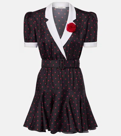 Rodarte Printed Silk Twill Minidress In Black