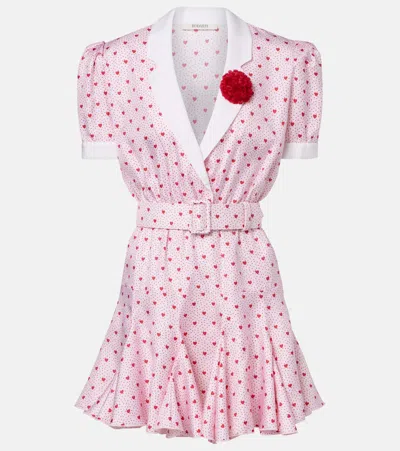 Rodarte Printed Silk Twill Minidress In Pink