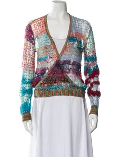 Pre-owned Rodarte Printed V-neck Sweater In White