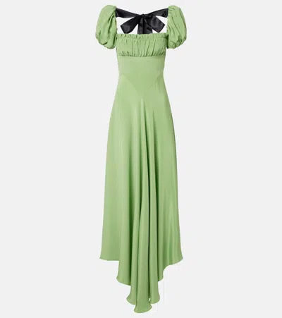 Rodarte Puff-sleeve Silk Crêpe Maxi Dress In Green