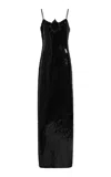 Rodarte Rosette-detailed Sequined Slip Gown In Black