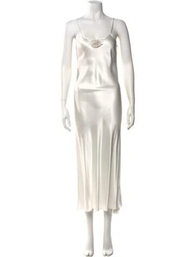 Pre-owned Rodarte Scoop Neck Long Dress In White