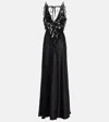 Rodarte Sequined Lace-trimmed Satin Gown In Black