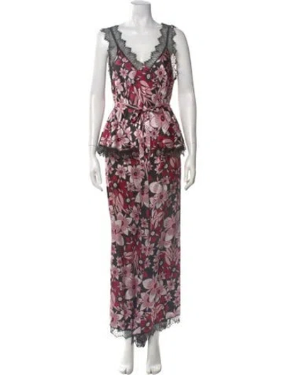 Pre-owned Rodarte Silk Floral Print Jumpsuit In Pink