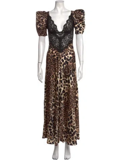 Pre-owned Rodarte Silk Long Dress In Black/neutrals