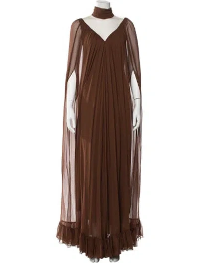 Pre-owned Rodarte Silk Long Dress In Brown