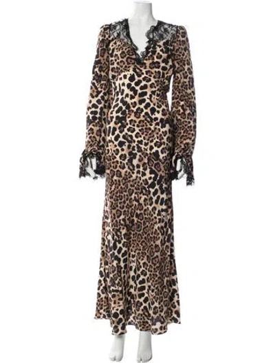 Pre-owned Rodarte Silk Long Dress In Brown
