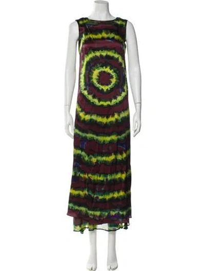 Pre-owned Rodarte Silk Long Dress In Green