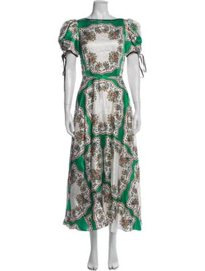 Pre-owned Rodarte Silk Long Dress In Multicolor