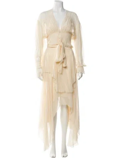 Pre-owned Rodarte Silk Long Dress In Neutral