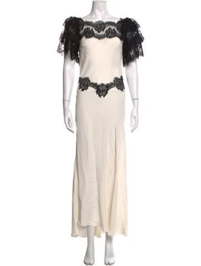 Pre-owned Rodarte Silk Long Dress In Neutrals