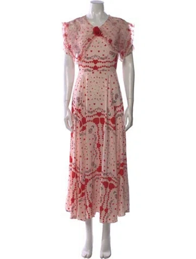 Pre-owned Rodarte Silk Long Dress In Pink