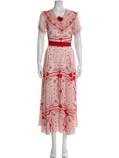 Pre-owned Rodarte Silk Long Dress In Pink