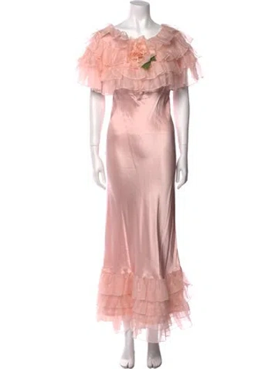 Pre-owned Rodarte Silk Long Dress In Pink