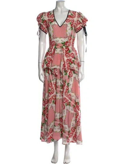 Pre-owned Rodarte Silk Long Dress In Pink