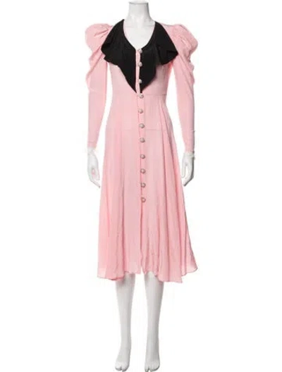 Pre-owned Rodarte Silk Long Dress In Pink