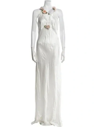 Pre-owned Rodarte Silk Long Dress W/ Tags In White