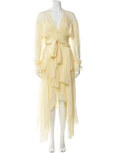 Pre-owned Rodarte Silk Long Dress In Yellow