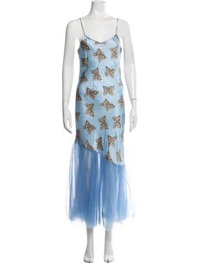 Pre-owned Rodarte Silk Midi Length Dress In Blue