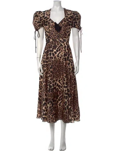 Pre-owned Rodarte Silk Midi Length Dress W/ Tags In Black/neutrals