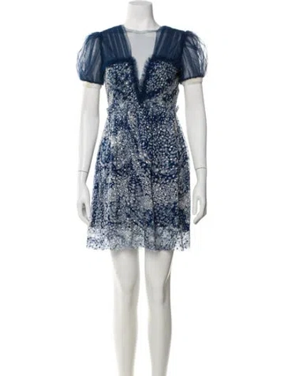 Pre-owned Rodarte Silk Mini Dress In Blue