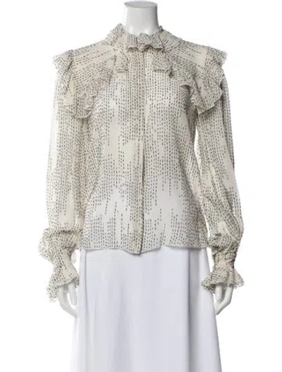 Pre-owned Rodarte Silk Printed Blouse In Gray